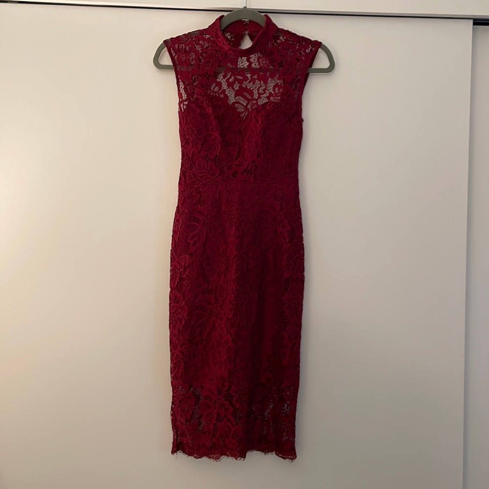 Betsy & Adam Midi Dress (wine red, sz 4)